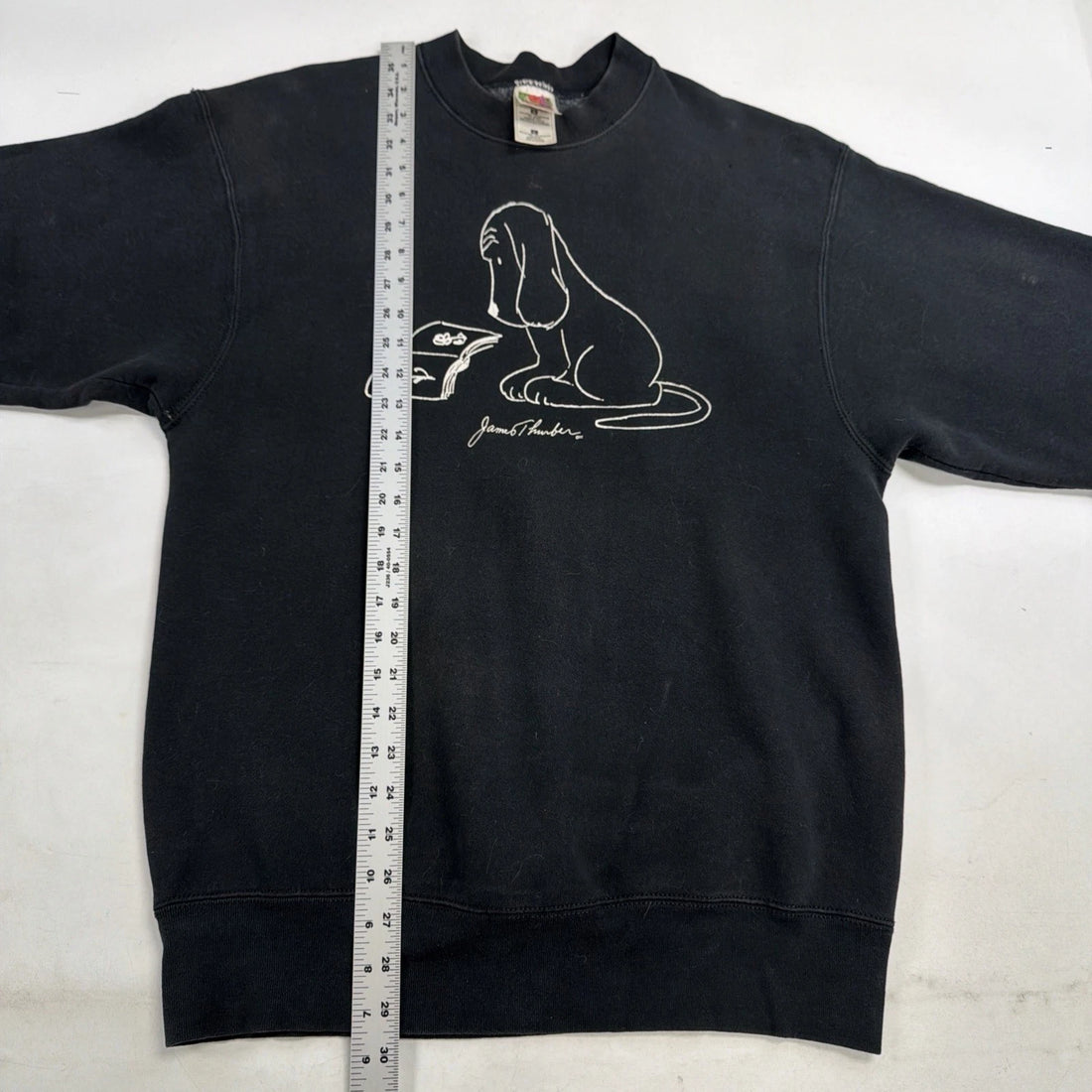 Vintage Dog Line Art Crewneck Sweatshirt Size Large Black