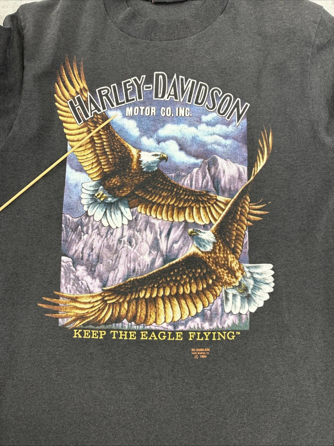 Vintage Harley Davidson 3D Emblem Keep The Eagle Flying T-Shirt Size Medium 1990
