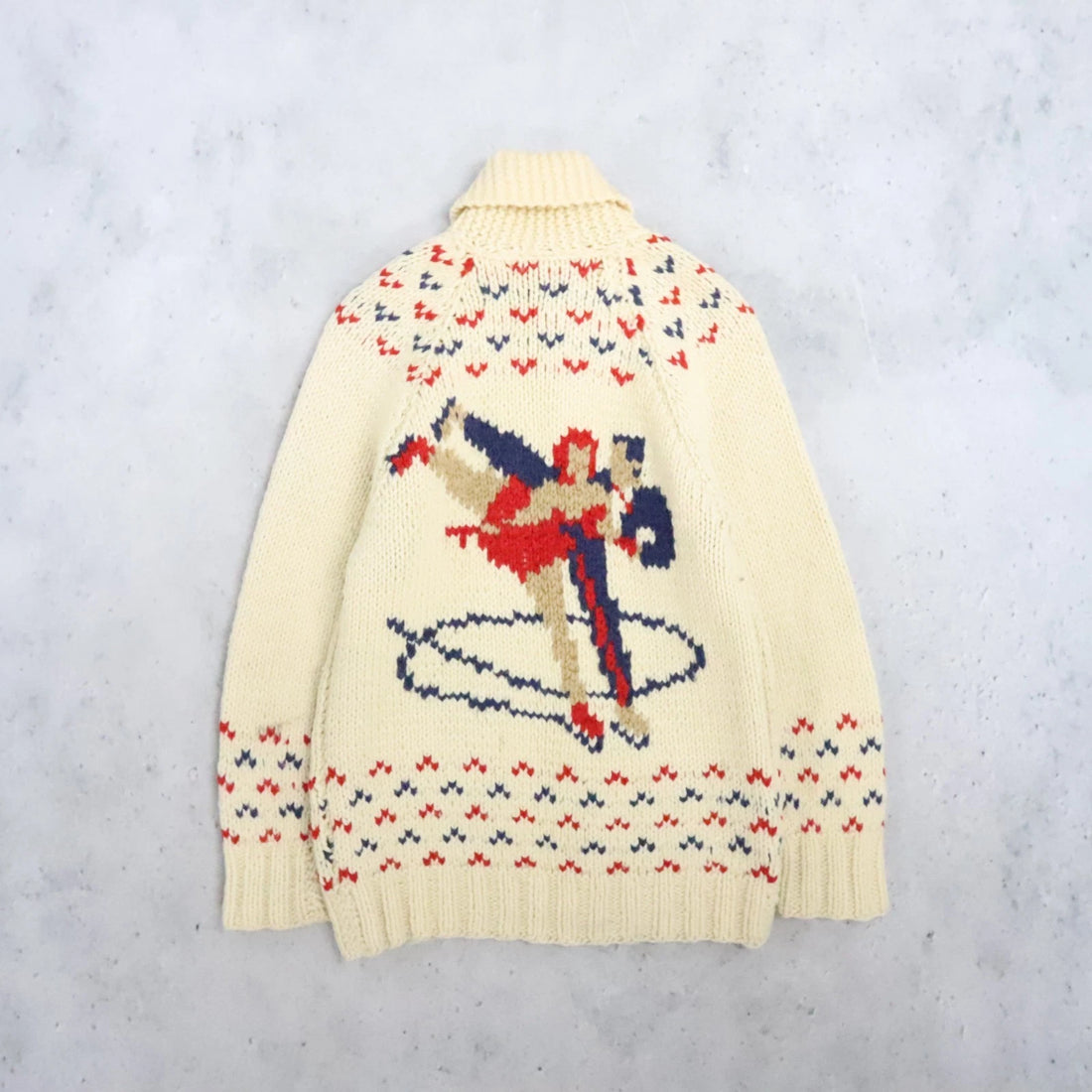 Vintage Figure Skating Wool Knit Cowichan Sweater Size Medium