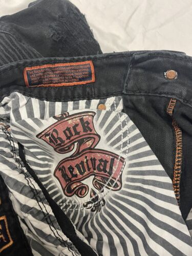Vintage Rock Revival Lampson Biker Denim Jeans Size 34 X 32 Black