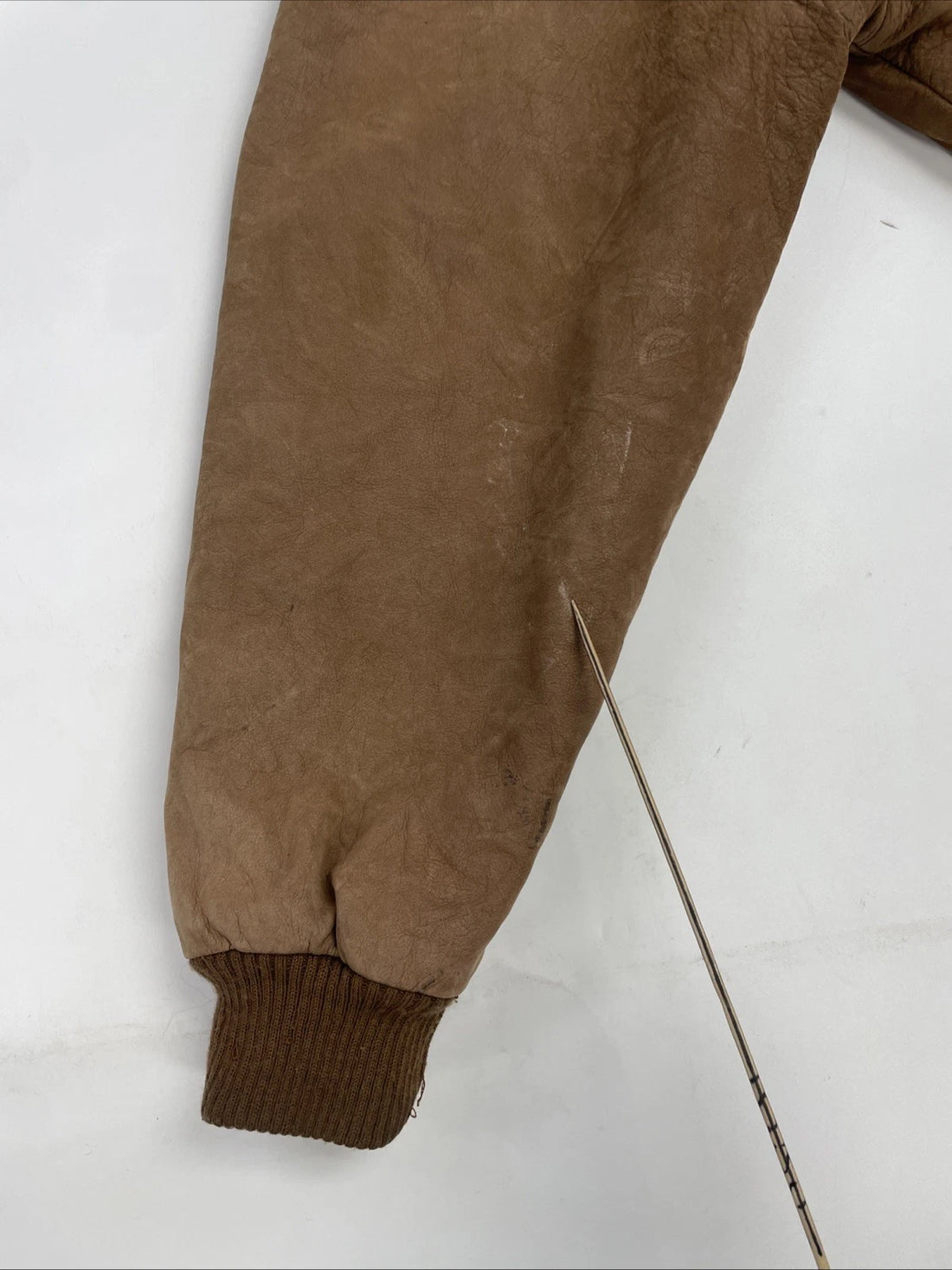 Vintage Mixed Blues Leather Bomber Jacket Size Medium Brown