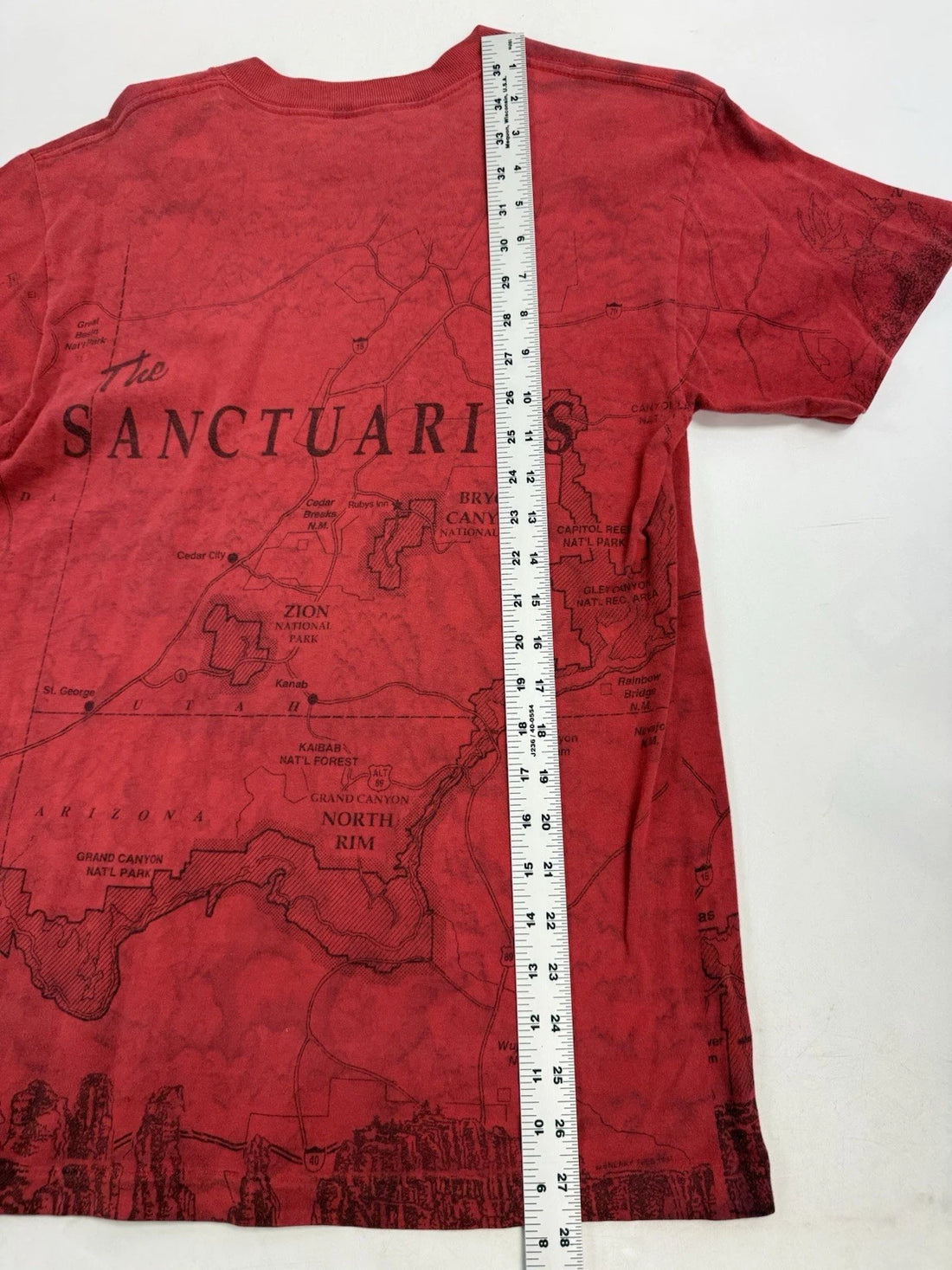 Vintage The Sanctuaries T-Shirt Size Medium Nature Map All Over Print