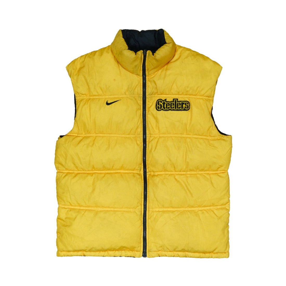 Vintage Pittsburgh Steelers Nike Reversible Puffer Vest Jacket Size Large NFL