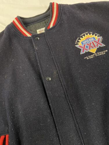 Vintage Super Bowl XXIX Leather Wool Varsity Bomber Jacket Size XL NFL