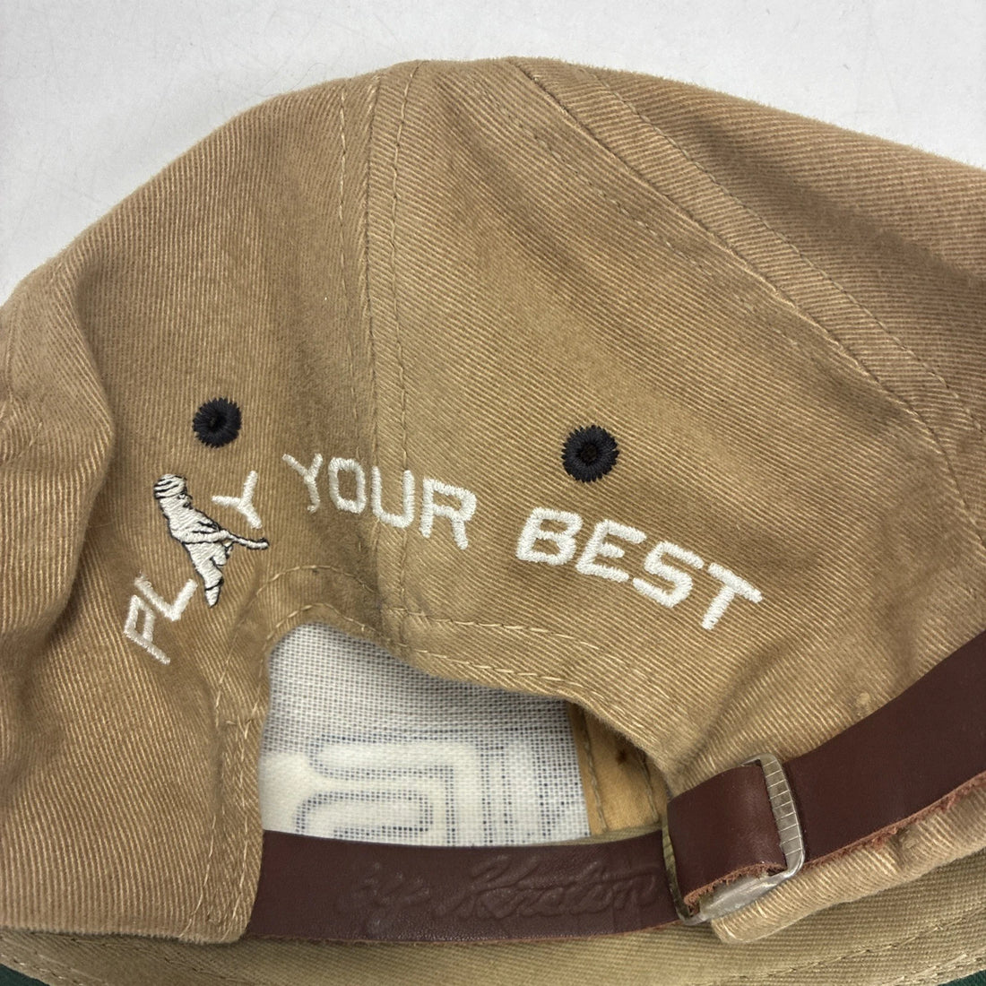 Vintage Ping Golf Two Tone Adjustable Hat Cap OSFA Leather Strap