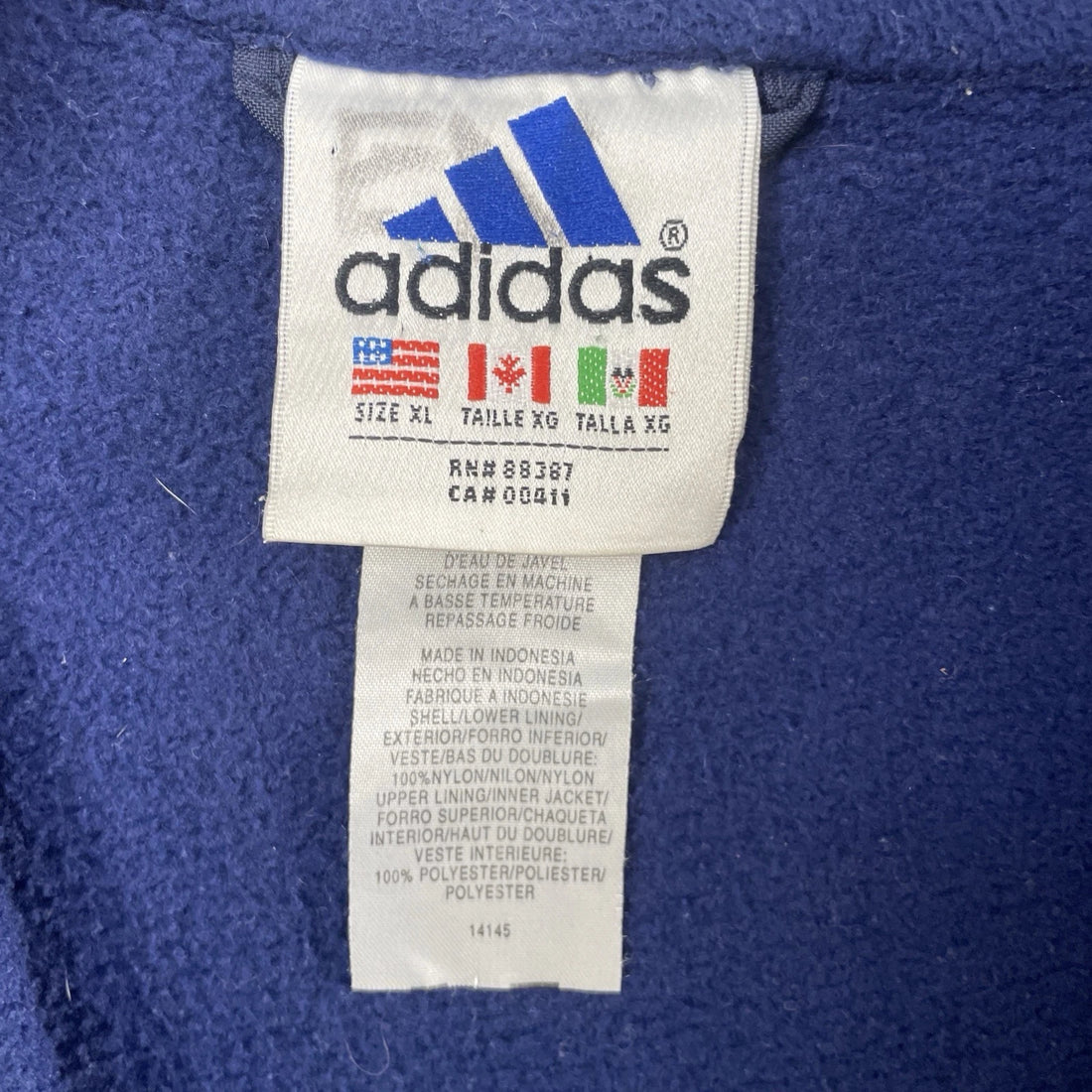 Vintage Adidas Fleece Jacket Size XL Blue
