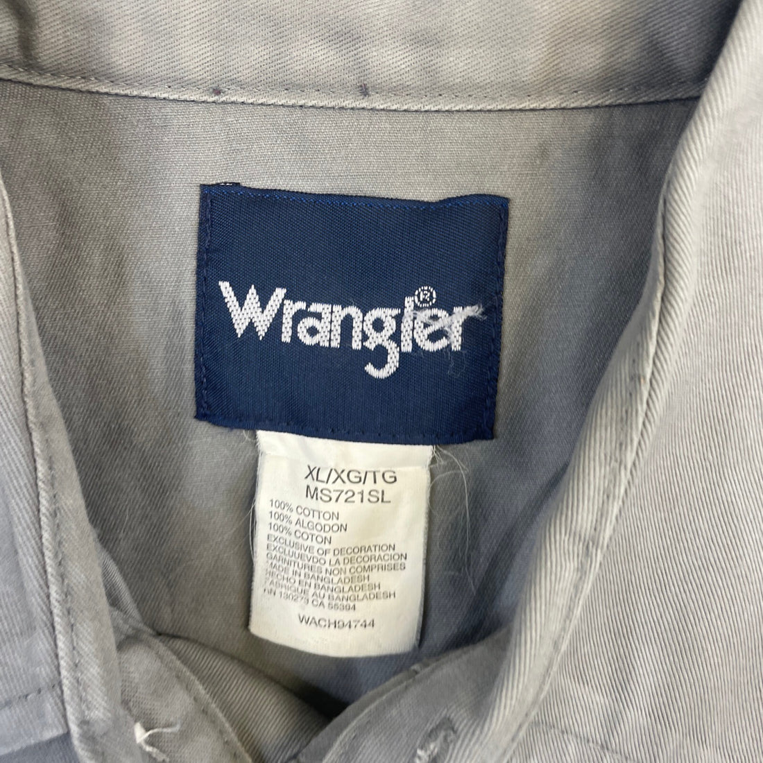 Vintage Wrangler Western Pearl Snap Shirt Size XL Gray