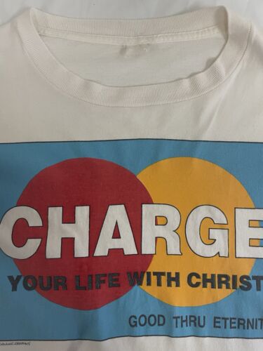 Vintage Charge Your Life With Christ Jesus T-Shirt Size Large Parody 1991 90s