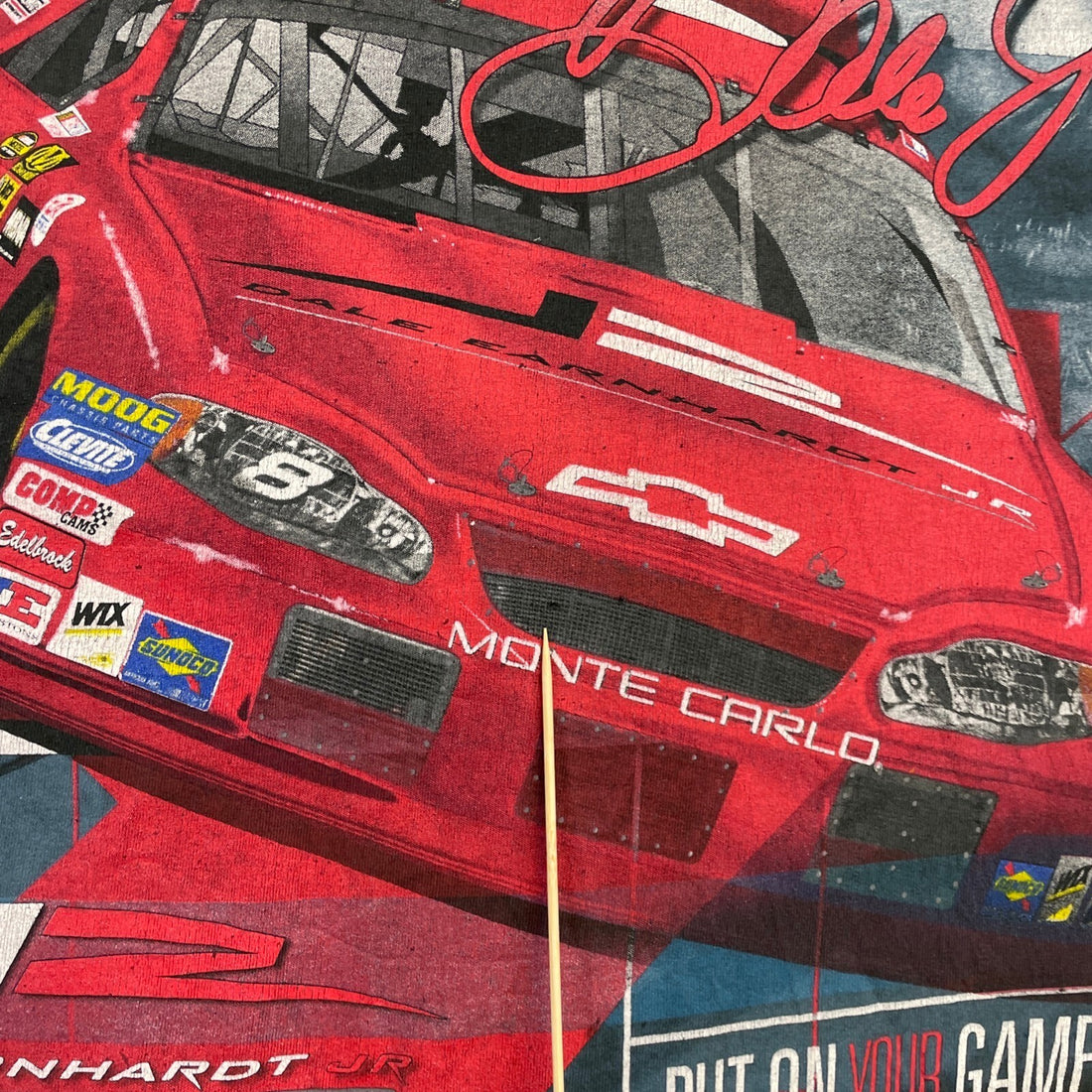 Vintage Dale Earnhardt Jr Put On Your Game Face Racing T-Shirt Large AOP NASCAR