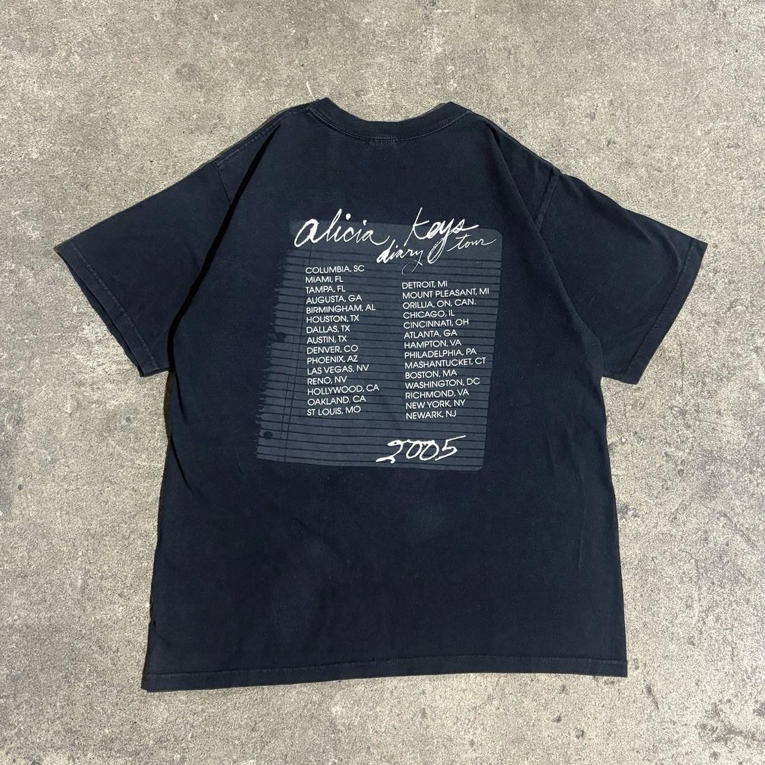 Vintage Alicia Keys Diary Tour T-Shirt Size Medium R&B 2005