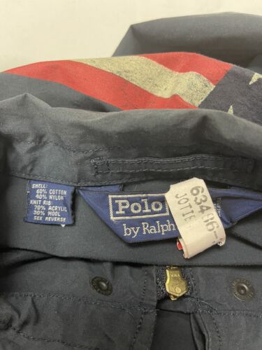 Vintage Polo Ralph Lauren Canvas USA Flag Harrington Jacket Size XL Blue 90s