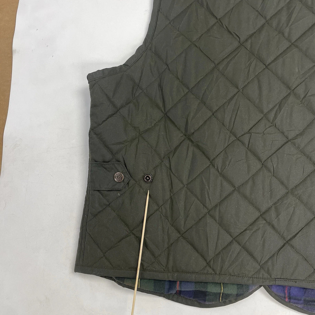 Outback Quilted Waxed Vest Jacket Size Medium Green