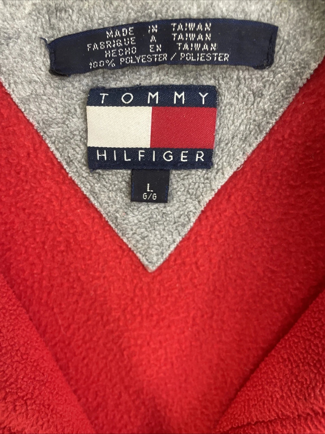 Tommy Hilfiger 1/4 Zip Pullover Fleece Jacket Size Large Red