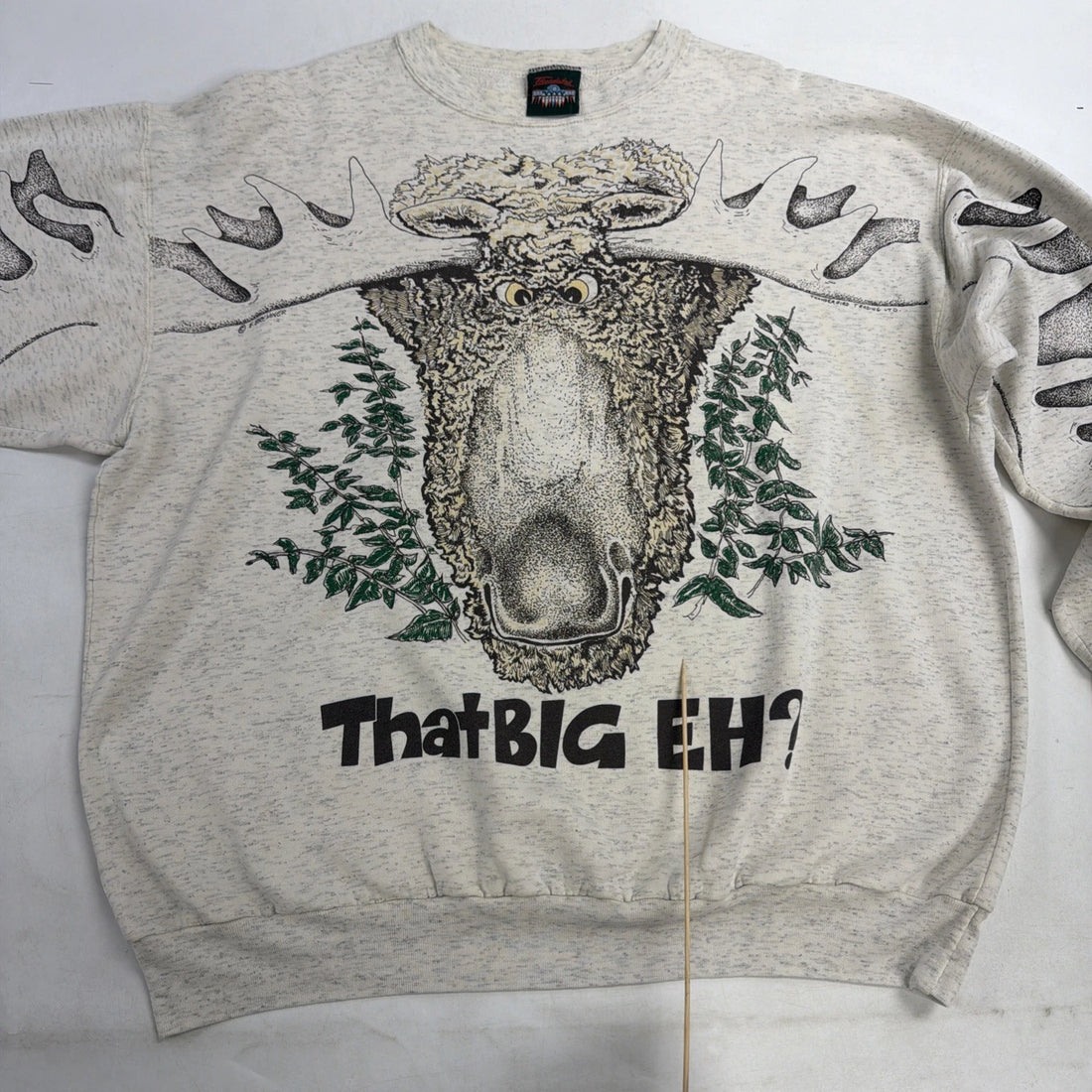 Vintage That Big Eh Moose Thunderbird Sweatshirt XL Nature Parody Humor Gag 90s