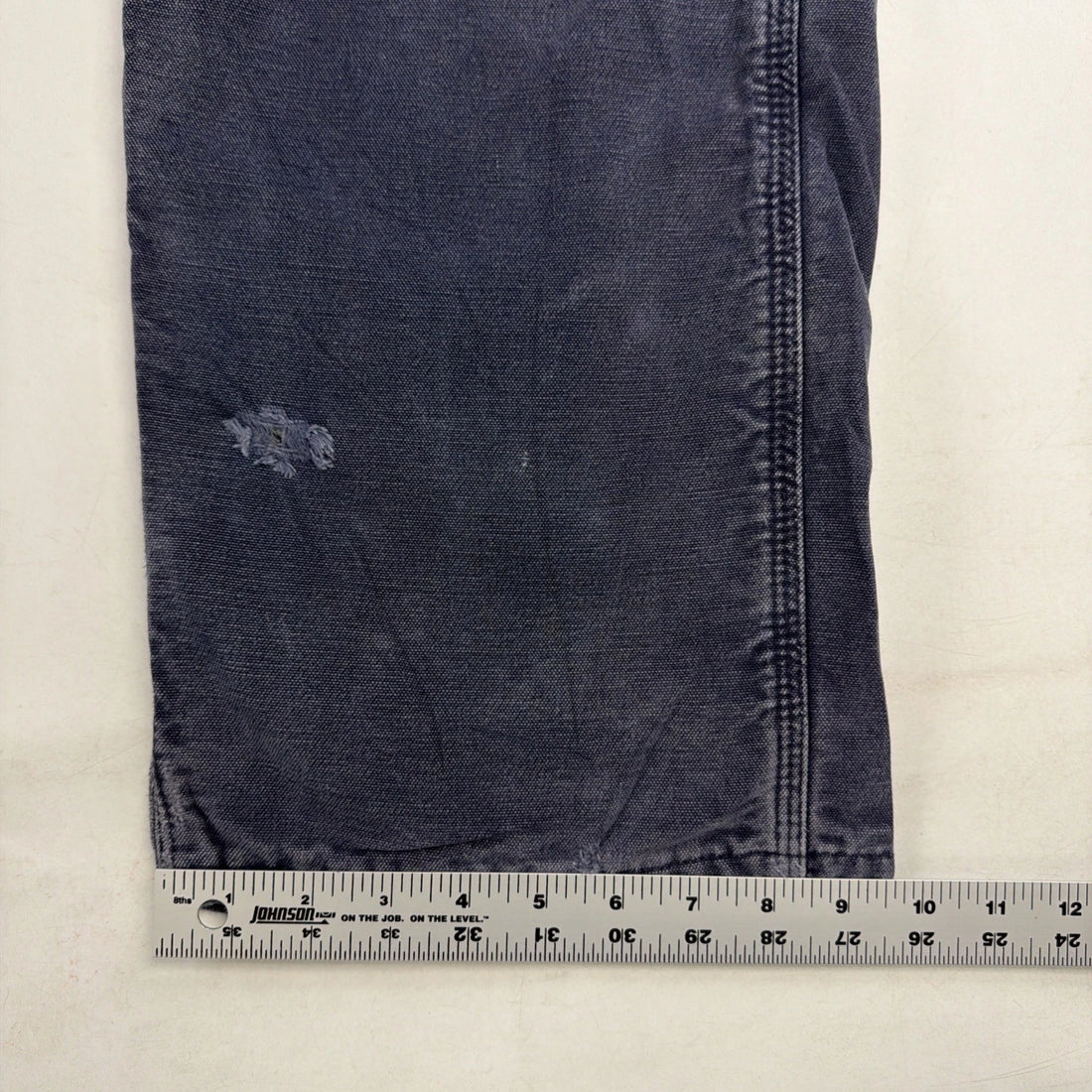 Carhartt Canvas Carpenter Work Pants Size 34 X 34 Blue Flannel Lined