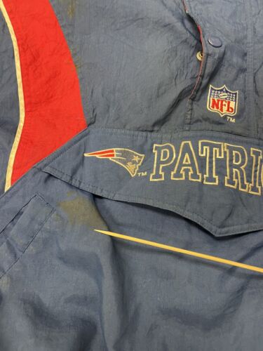 Vintage New England Patriots Starter Puffer Jacket Size Large Pullover 90s  NFL