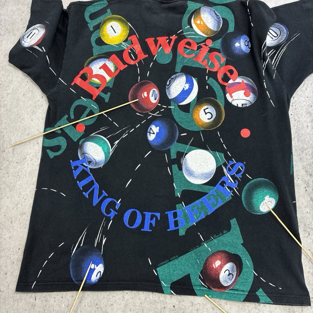 Vintage Budweiser King Of Beers Billiards Pool T-Shirt Large 90s