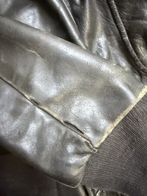 Vintage Schott NYC Leather Bomber Jacket Size 44 Black