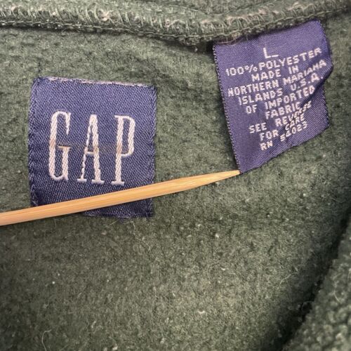 Vintage Gap Athletics Fleece Pullover Jacket Size Large Green