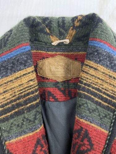 Vintage Woolrich Wool Coat Jacket Size Small Aztec Western Multicolour