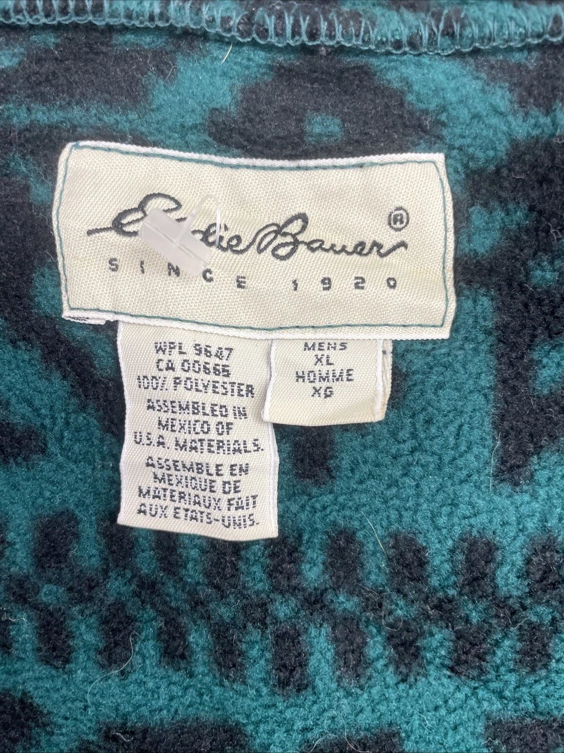 Vintage Eddie Bauer Fleece Jacket Size XL Snowflake Green