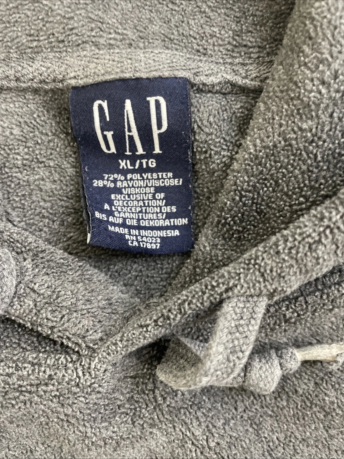 Gap Fleece Sweatshirt Hoodie Size XL Gray