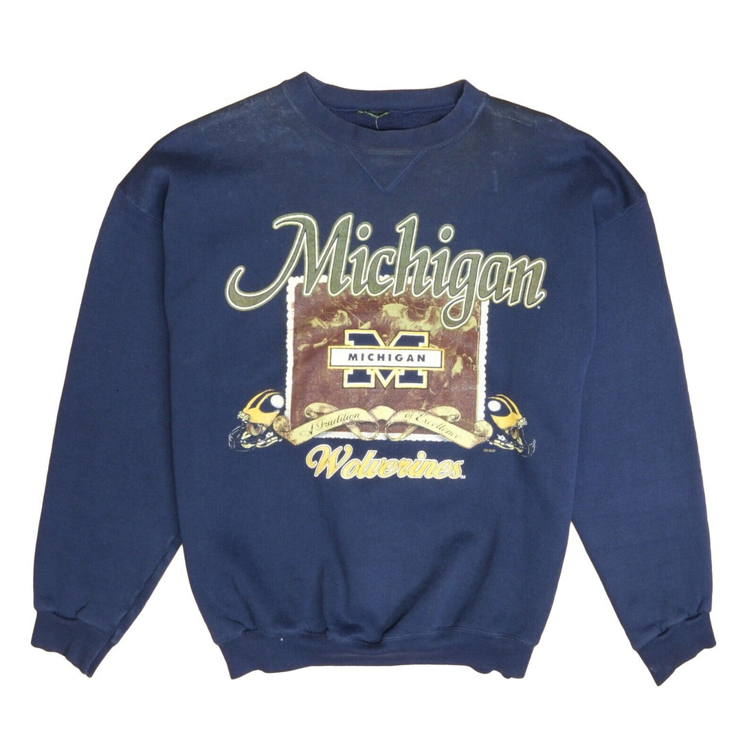 Vintage Michigan Wolverines Sweatshirt Crewneck Size Large Blue NCAA