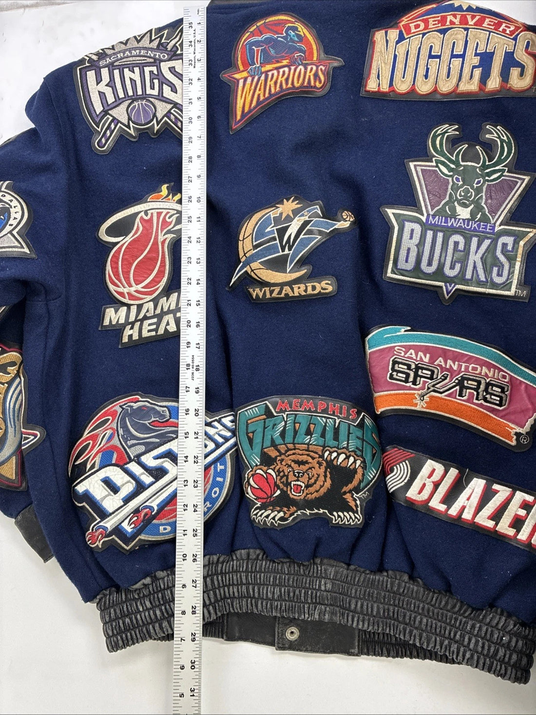 Jeff Hamilton Limited Edition NBA Patch Leather Wool Varsity Jacket Size 6X
