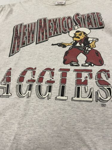 Vintage New Mexico State Aggies T-Shirt Size XL Gray 90s NCAA