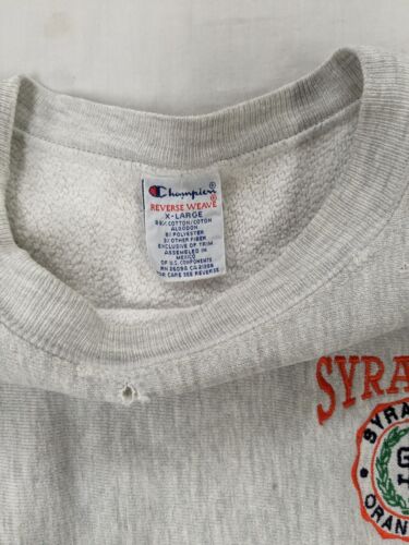 Vintage Syracuse Orange Champion Reverse Weave Sweatshirt Crewneck XL 90s NCAA