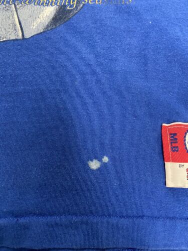Vintage Chicago Cubs Baseball Nutmeg T-Shirt Size Large Blue 1992 90s MLB