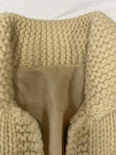 Vintage Caribou Deer Wool Knit Cowichan Cardigan Sweater Medium Beige