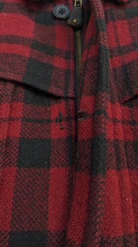 Vintage L.L. Bean Hunting Wool Parka Coat Jacket Size Medium Red Plaid