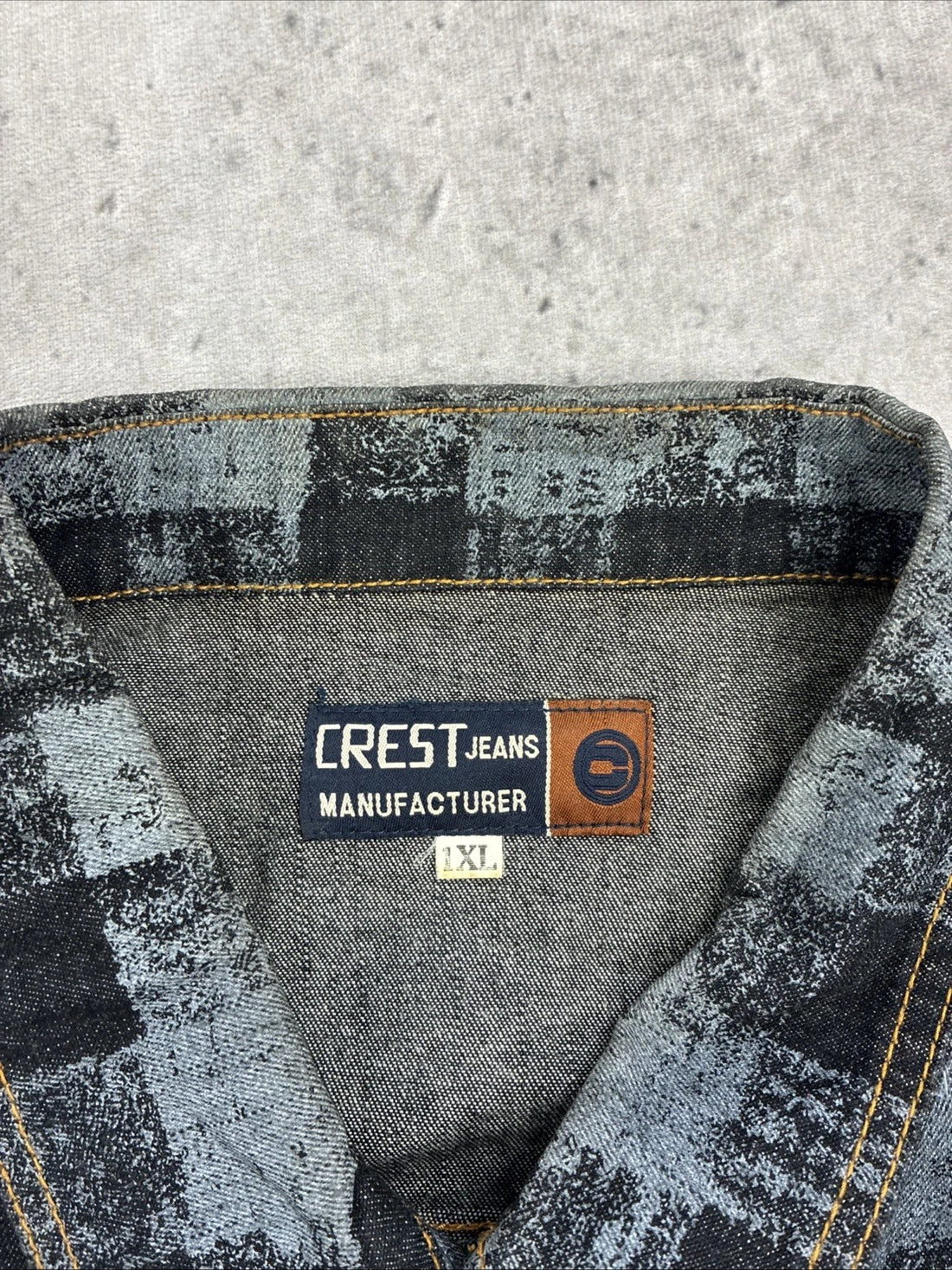 Vintage Checkered Denim Jacket Size XL Y2K
