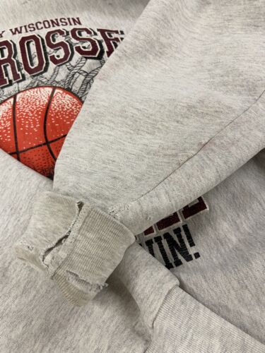 Vintage University Of Wisconsin La Crosse Basketball Sweatshirt XL Gray 90s NCAA