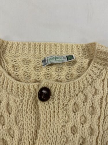 Vintage Irisfree Wool Cable Knit Cardigan Sweater Size Large Beige FIsherman
