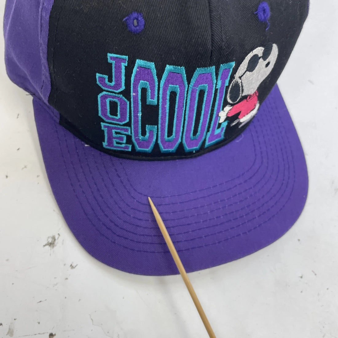 Vintage Joe Cool Peanuts Blockhead Snapback Hat Cap OSFA 90s