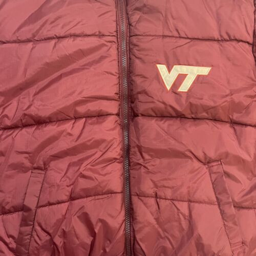 Vintage Virginia Tech Hokies Puffer Pro Player Jacket Medium Reversible NCAA