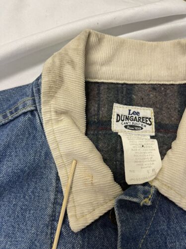 Vintage Lee Dungarees Denim Trucker Jacket Size Large Blanket Lined