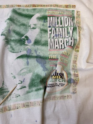 Vintage Million Family March T-Shirt Size XL Activism Paint Splatter 2000