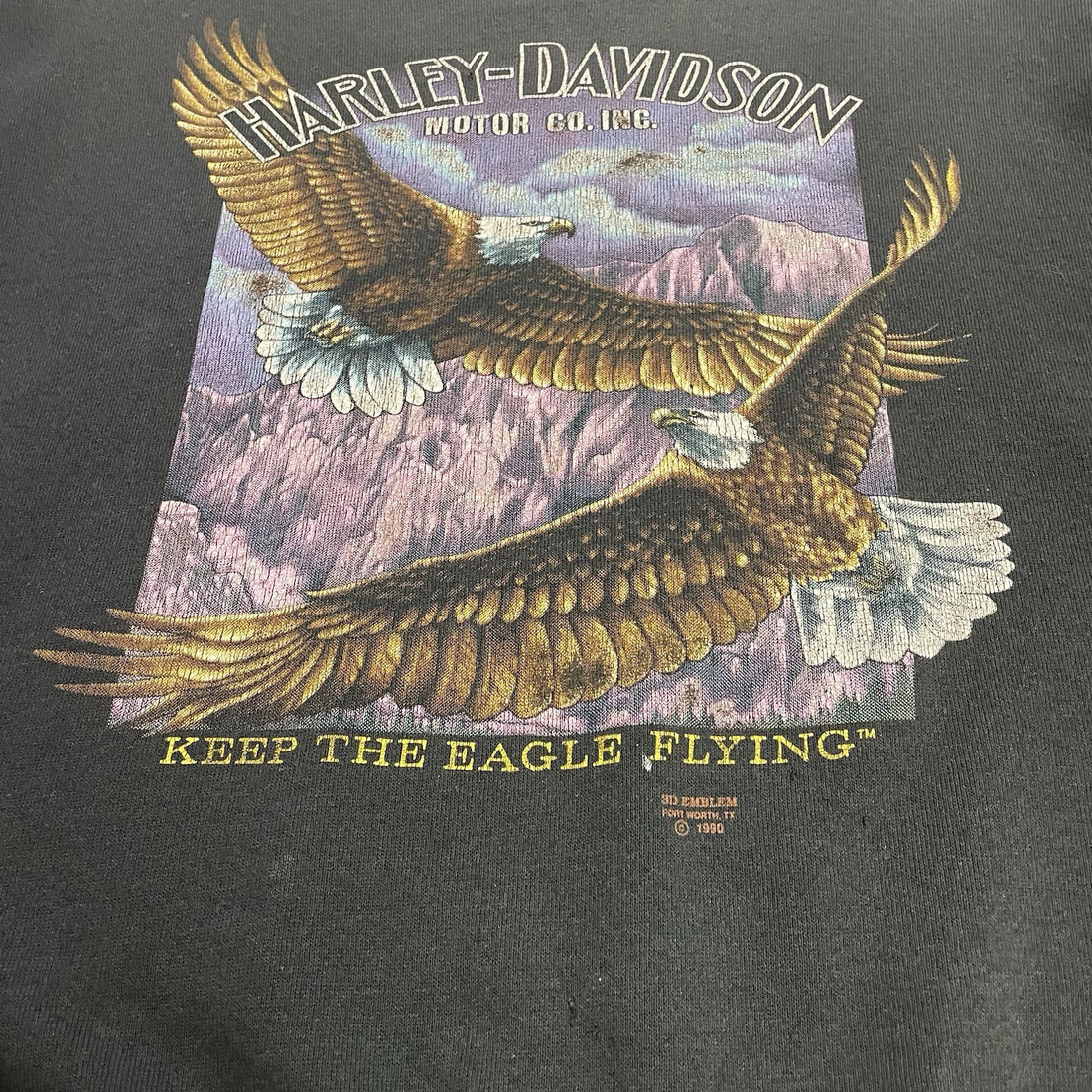 Vintage Harley Davidson 3D Emblem Keep Eagle Flying Sweatshirt Large 1990 90s