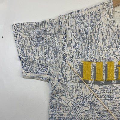 Vintage Illinois Map T-Shirt Size Medium All Over Print 90s
