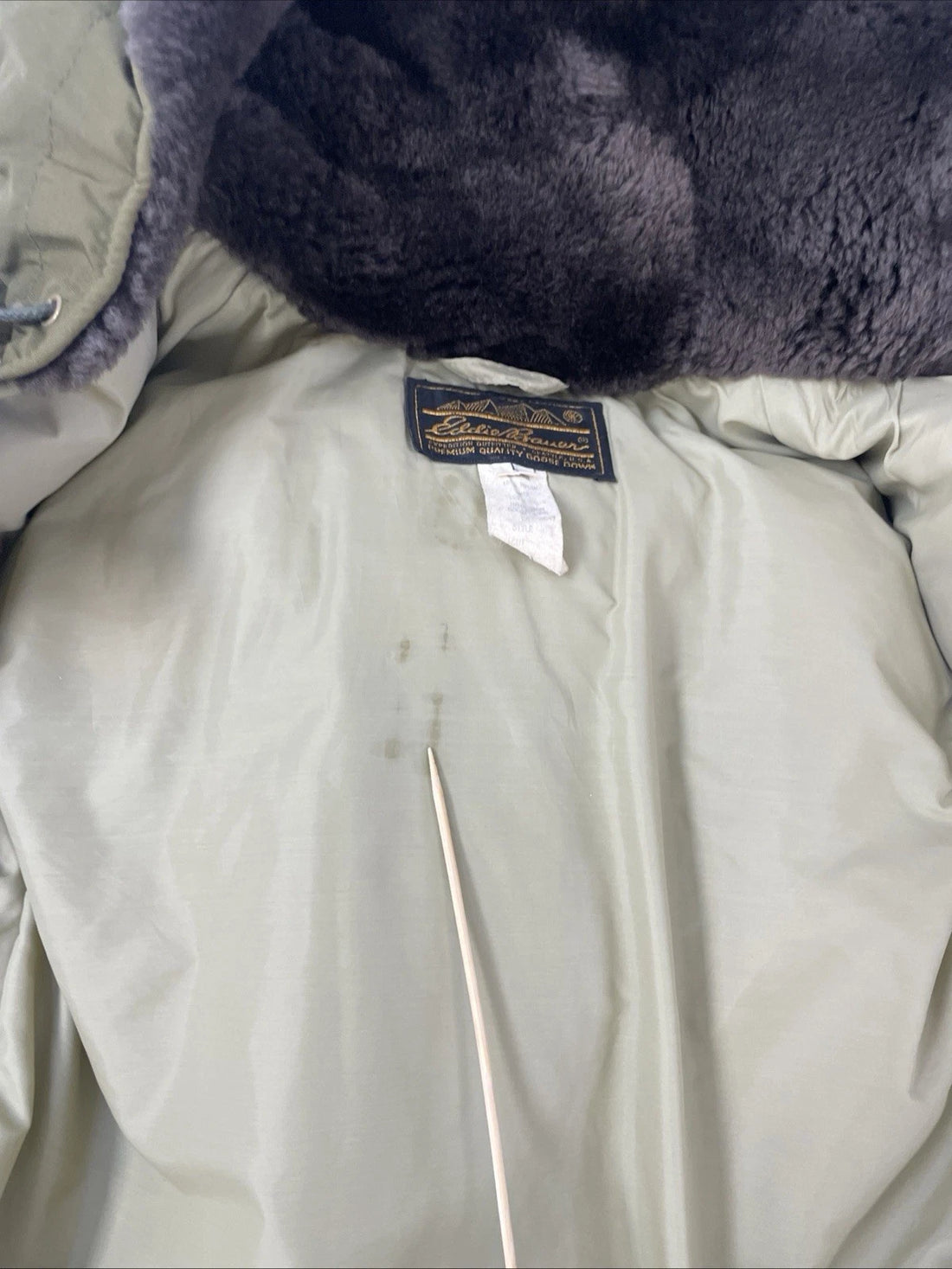 Vintage Eddie Bauer Parka Coat Jacket Size Large Green Goose Down Insulated