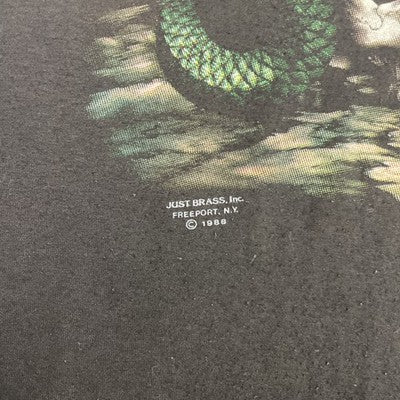 Vintage Snake Skull Graveyard 3D Emblem Just Brass T-Shirt Size Medium 1988 80s