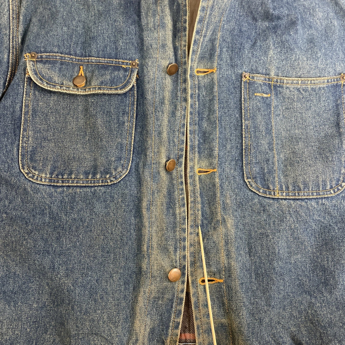 Denim Jacket Size Medium Plaid Lined Corduroy Collar