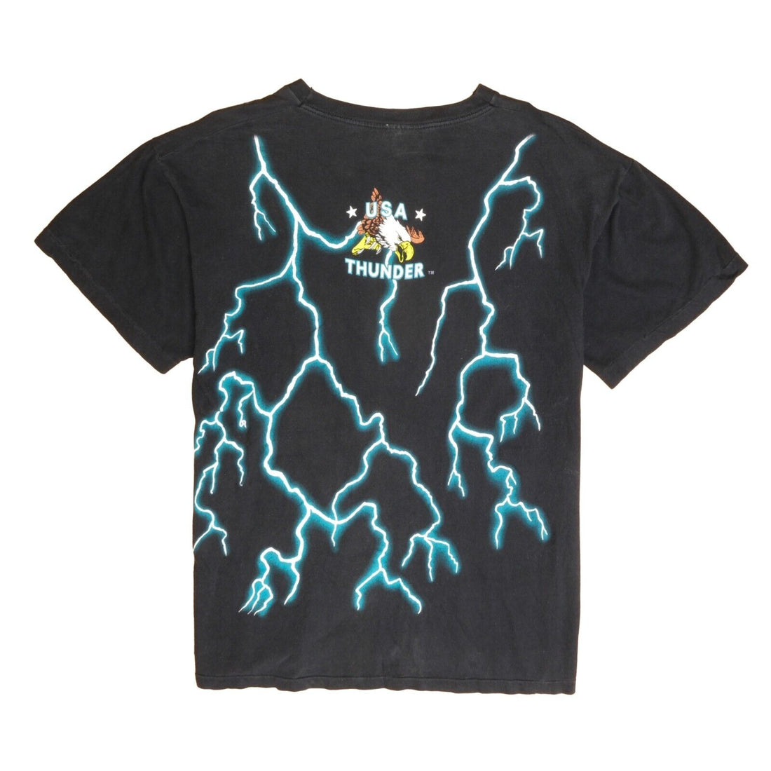 Vintage Native Woman Wolf USA Thunder T-Shirt Size XL Lightning All Over Print