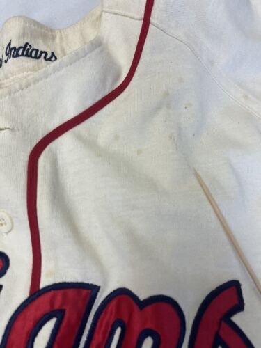 Vintage Cleveland Indians Starter Baseball Jersey Size Large Beige