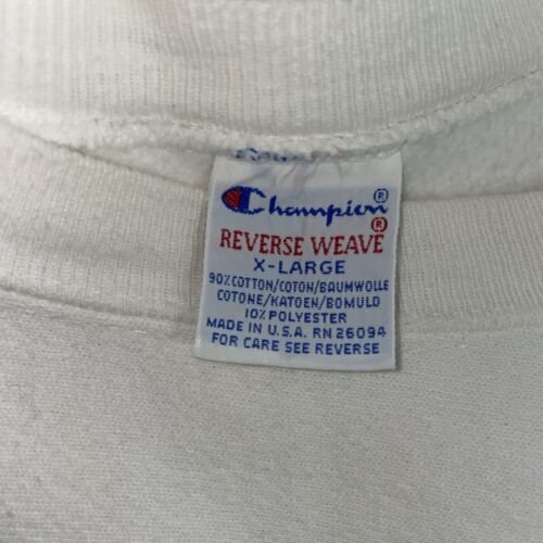 Vintage Champion Reverse Weave Crewneck Sweatshirt Size XL White 90s