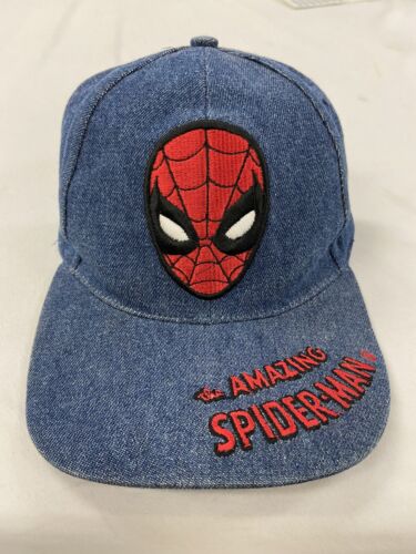 Vintage The Amazing Spiderman Denim Strapback Hat Cap OSFA Marvel Comics