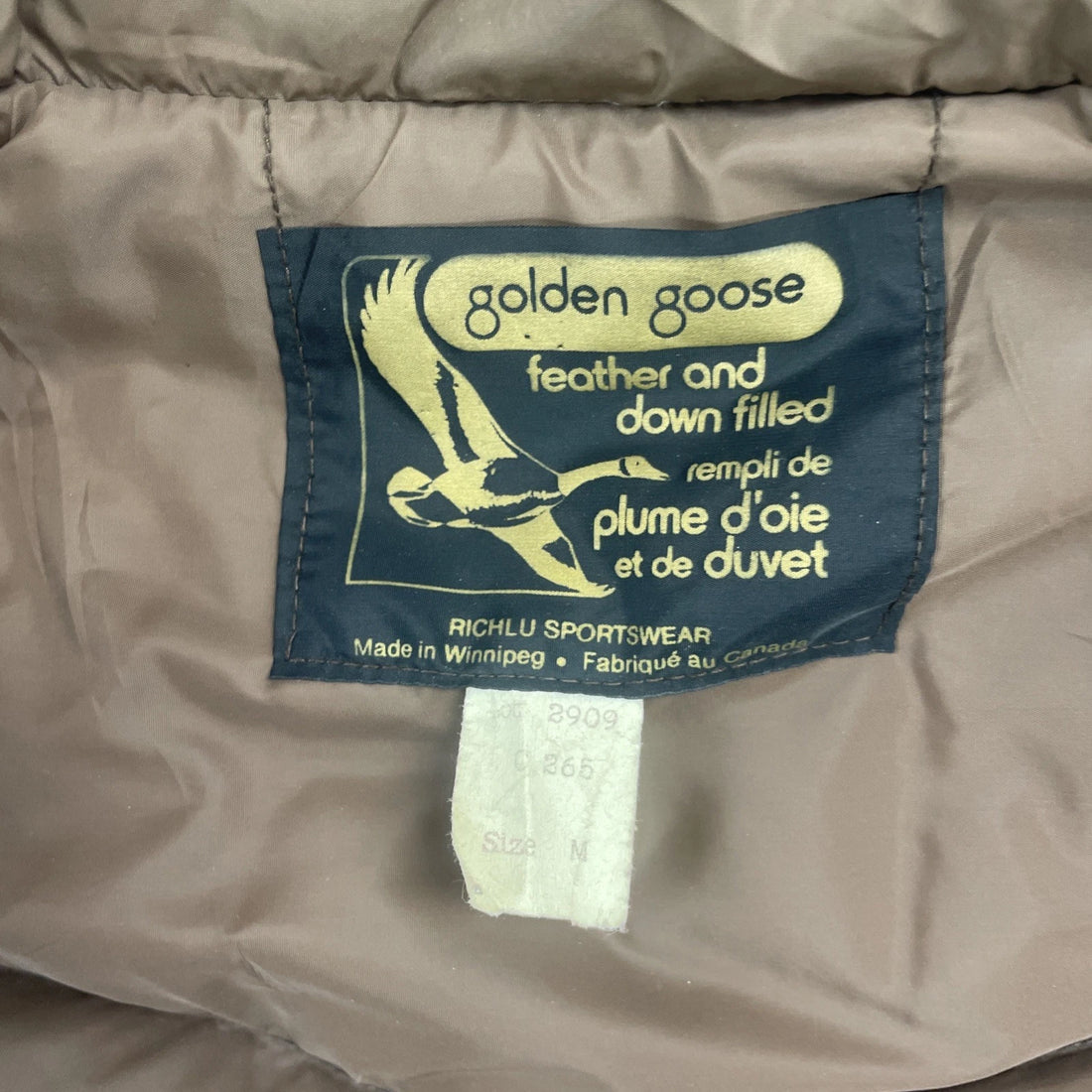 Vintage Golden Goose Puffer Suede Vest Jacket Size Medium Brown Down Insulated